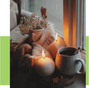 Zelfzorg Herfst thee kaarsen
